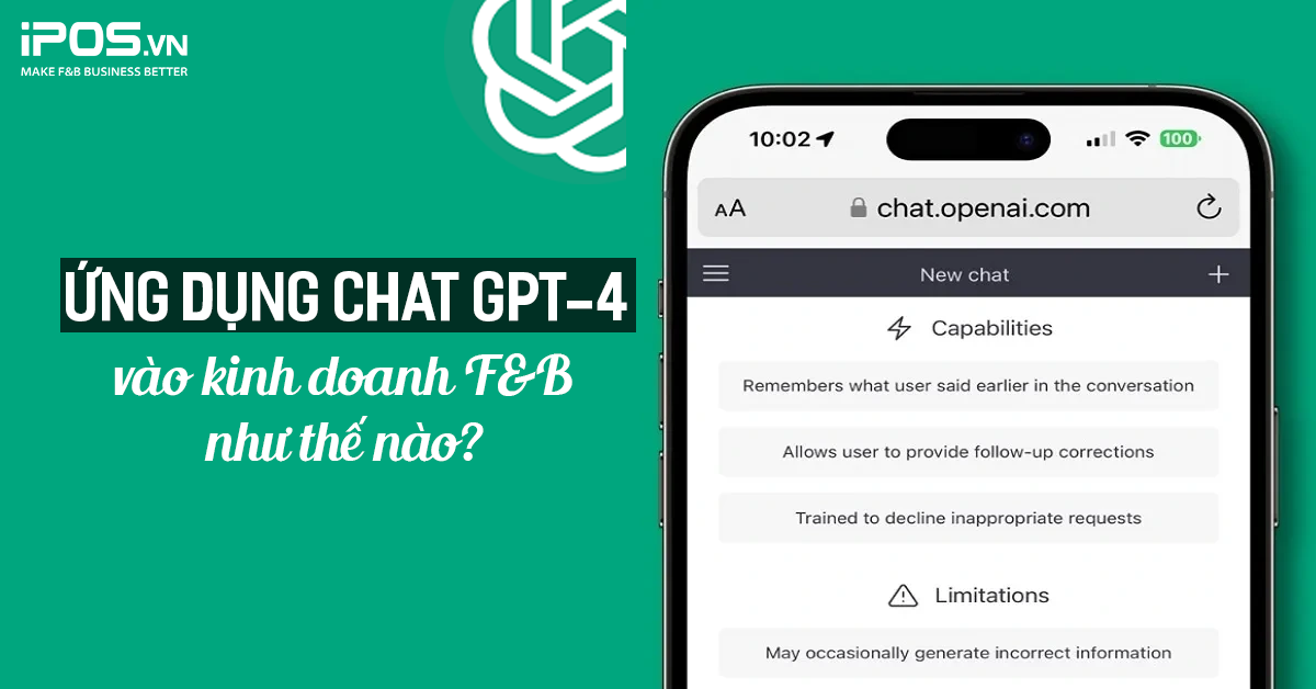 ứng dụng chat gpt4 kinh doanh F&B
