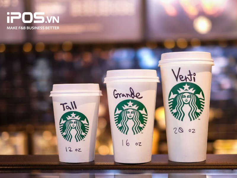Menu của Starbucks đã khéo léo sắp đặt để khách hàng lựa chọn size ly Grande và Venti