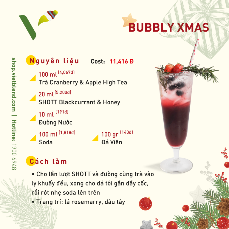 Bubbly Xmas là món trà trái cây thanh mát có thể “chinh phục” mọi khách hàng