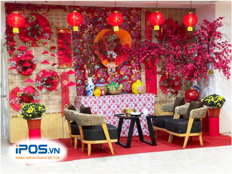 ý tưởng trang trí quán cafe ngày Tết