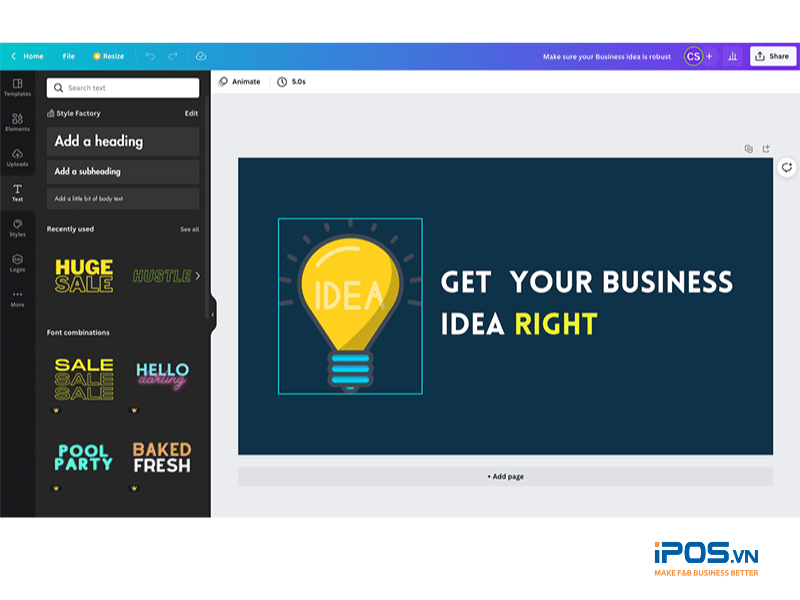 thiết kế menu bằng Canva