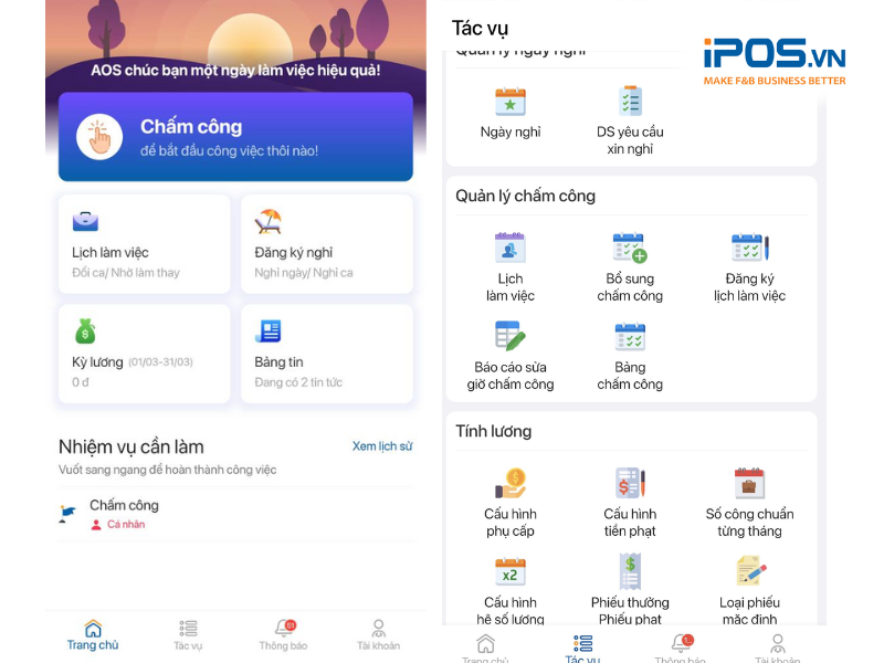 giải pháp chấm công quán cafe