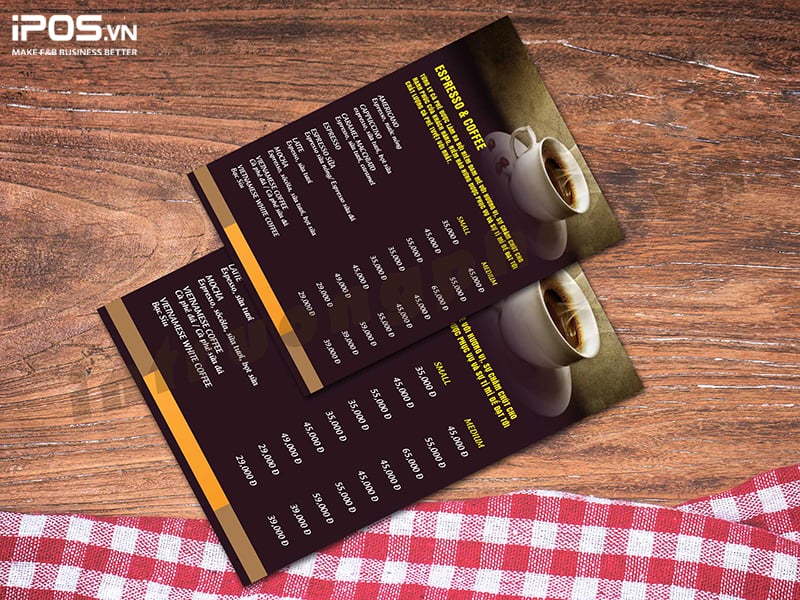 lên kế hoạch thực đơn quán cafe