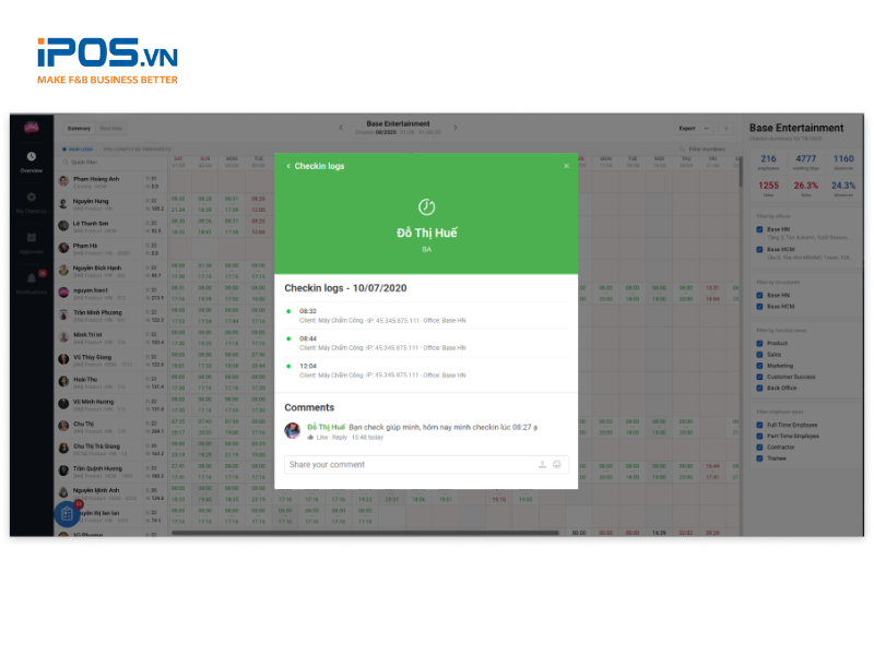 giải pháp chấm công quán cafe