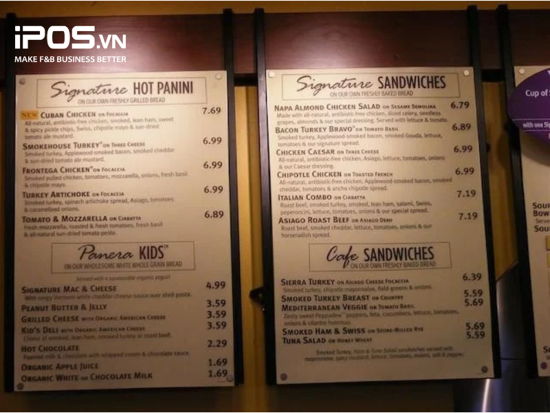 Các món ăn có giá cao thường được được sắp xếp lên đầu tiên