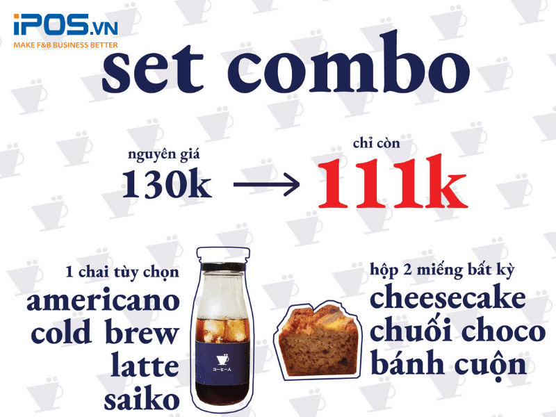 Combo cà phê và bánh ngọt được nhiều khách hàng đặt online 