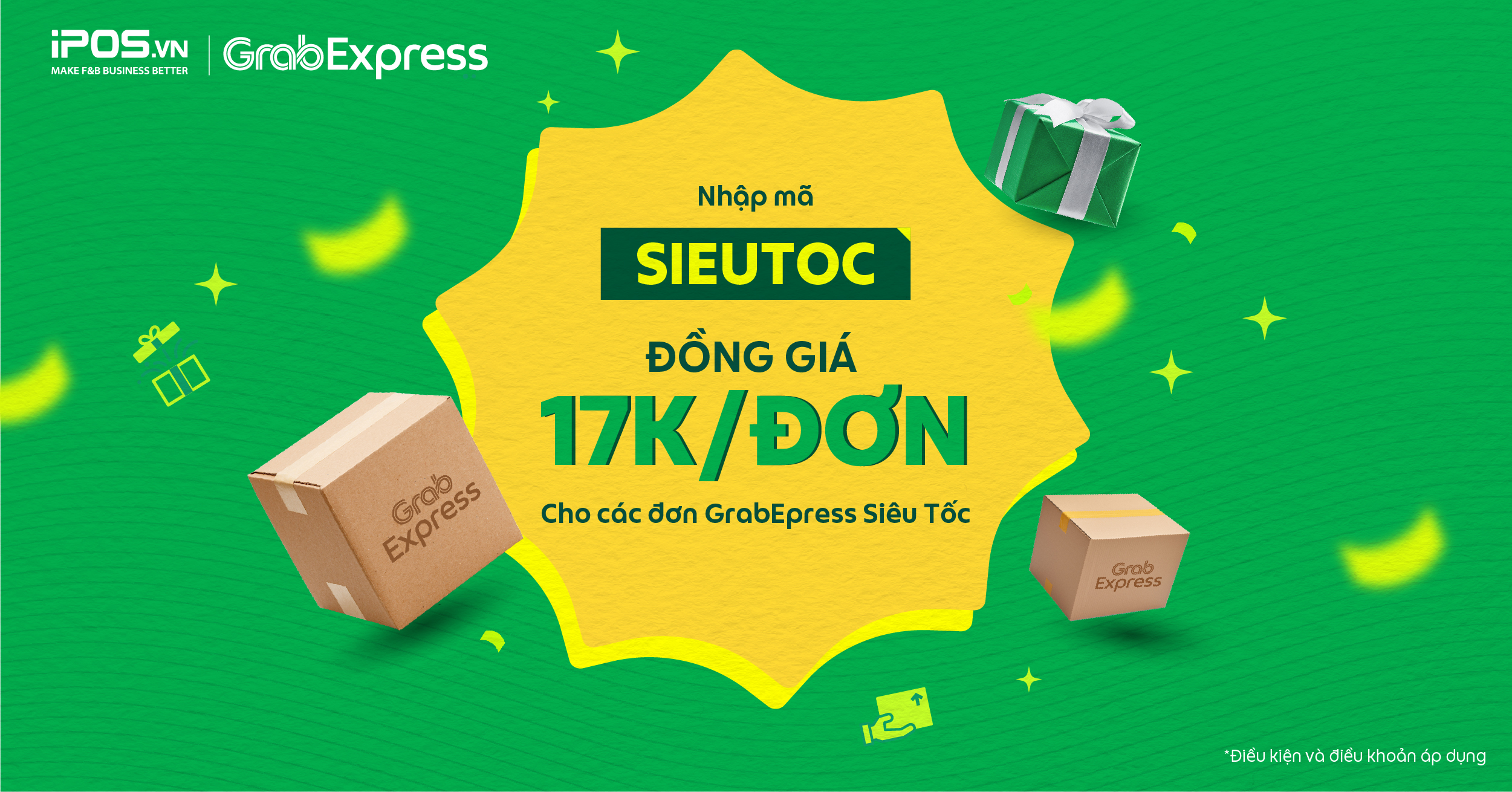 Chốt đơn thả ga – Ship chỉ 17K cùng iPOS.vn và GrabExpress