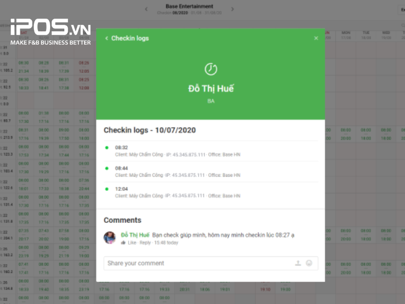 Base Checkin là ứng dụng lưu trữ, quản lý thông tin chấm công của doanh nghiệp