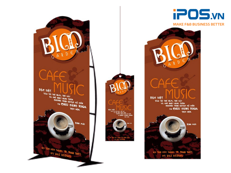 Standee đặt trước quán cafe giúp thu hút khách hàng đi qua 