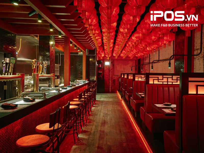 Các nhà hàng Trung Hoa thường có gam màu đỏ nổi bật