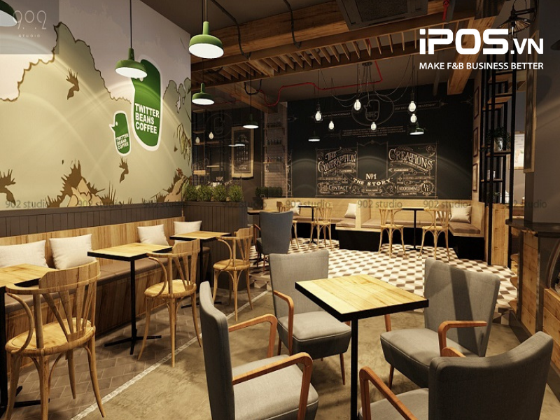 Nhà hàng với gam màu nâu gỗ chủ đạo