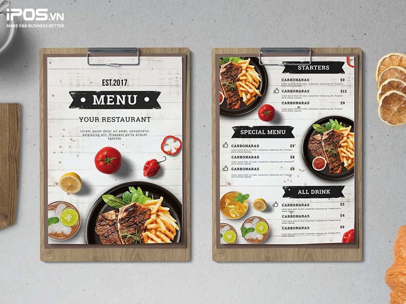 kế hoạch xây dựng menu nhà hàng