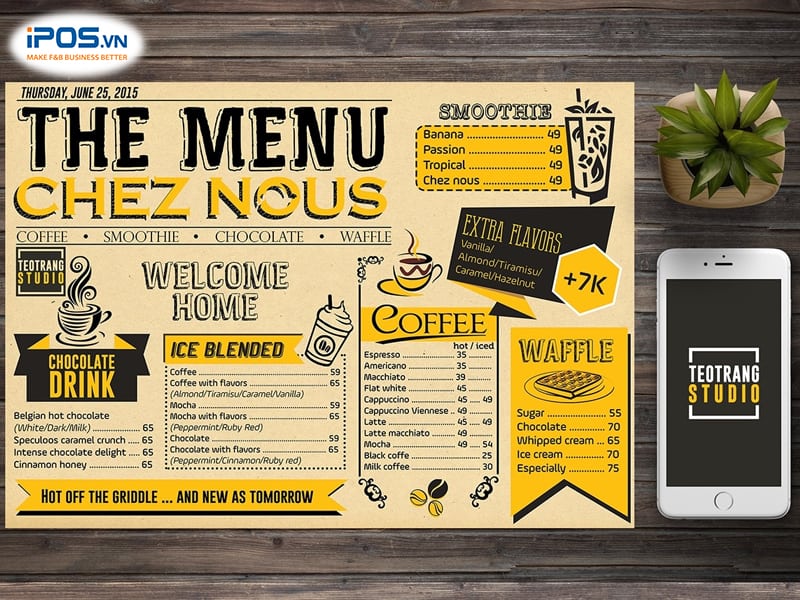 menu quán cafe