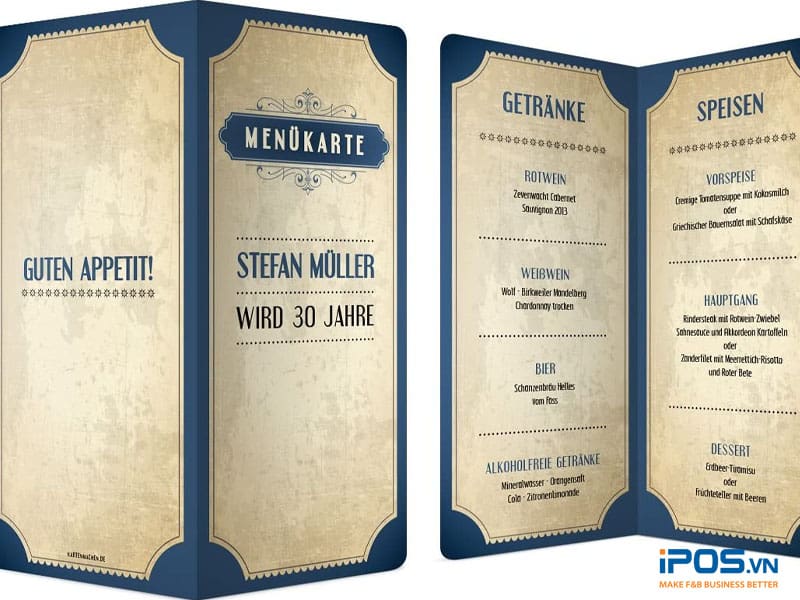 Menu vintage phù hợp cho quán phong cách vintage