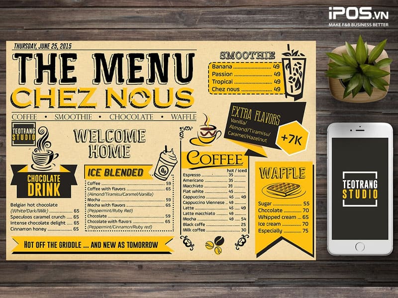 Menu chính của quán trà sữa là nơi khách hàng có thể nhìn thấy toàn bộ bộ mặt quán