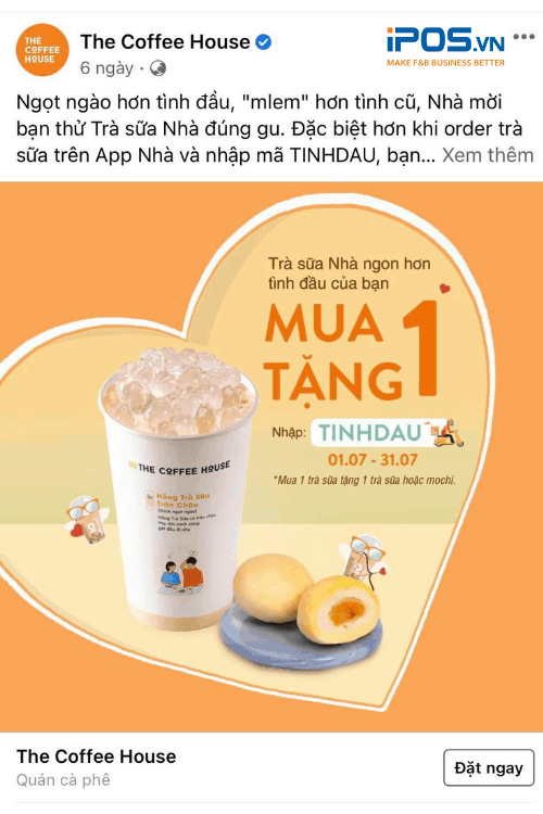 Quảng cáo Facebook của The Coffee House có hình ảnh và nội dung rất thu hút