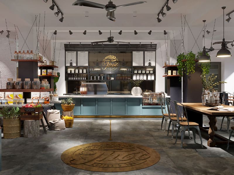 Thiết kế quán cafe theo phong cách Industrial