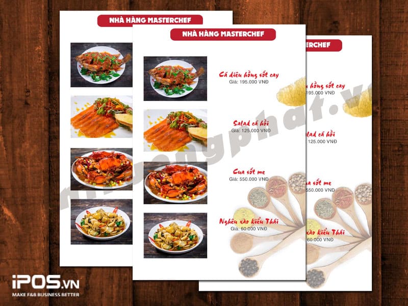 Hình ảnh sinh động làm menu đẹp mắt hơn