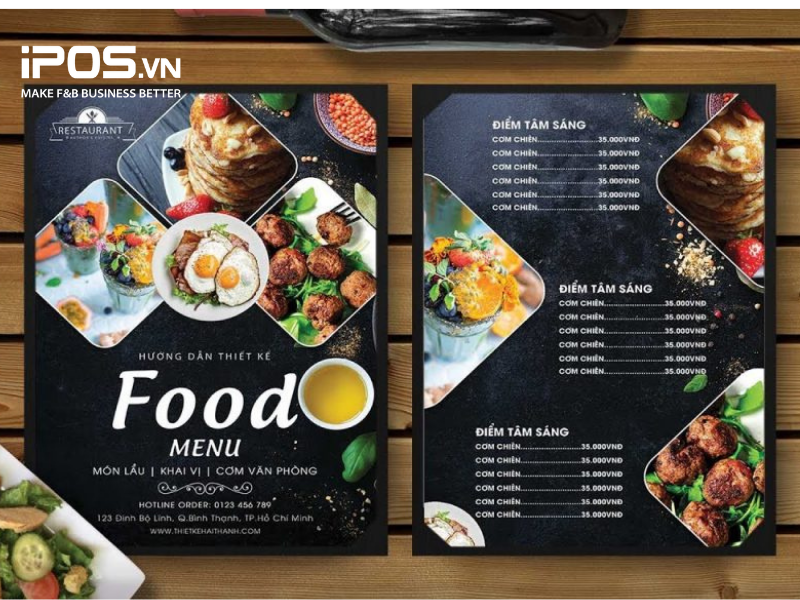 Thực đơn nhà hàng cần được sắp xếp món ăn rất rõ ràng