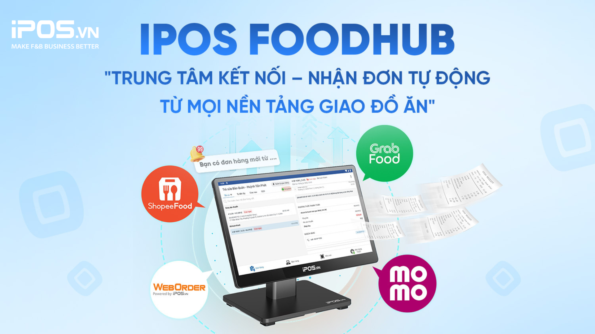Nhận đơn online tự động trên máy tính tiền (POS) – Quản lý đồng bộ đơn hàng cho các quán ăn, quán cà phê, trà sữa