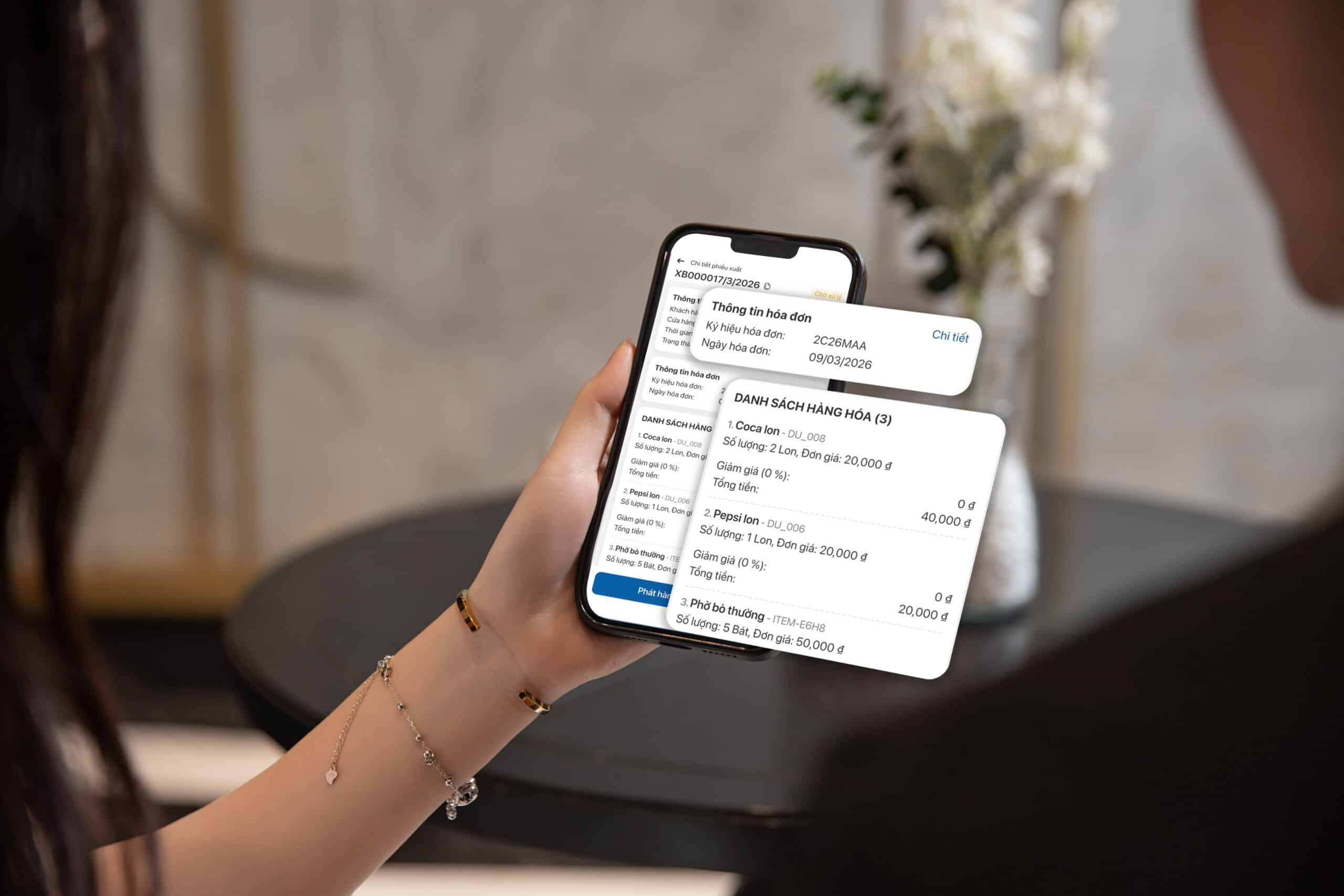 Phần mềm kế toán cho hộ kinh doanh F&B iPOS iFaster kết nối với iPOS Invoice cho phép xuất,xem hóa đơn điện tử trực tiếp.