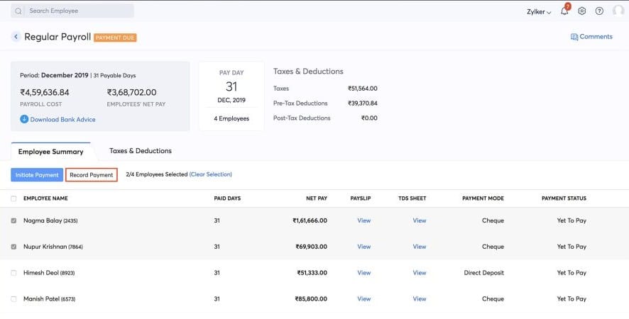 Zoho Payroll