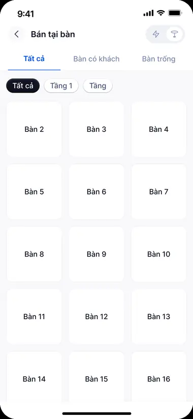 Màn hình Bán tại bàn trong FABiBox App