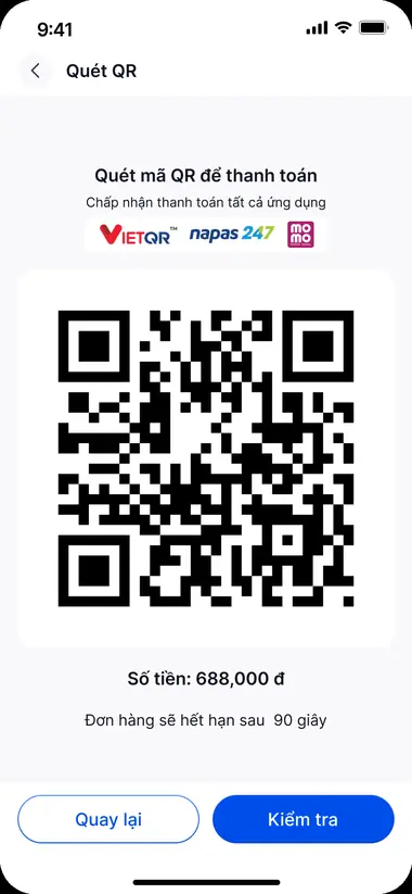 Màn hình Thanh toán QR trong FABiBox App