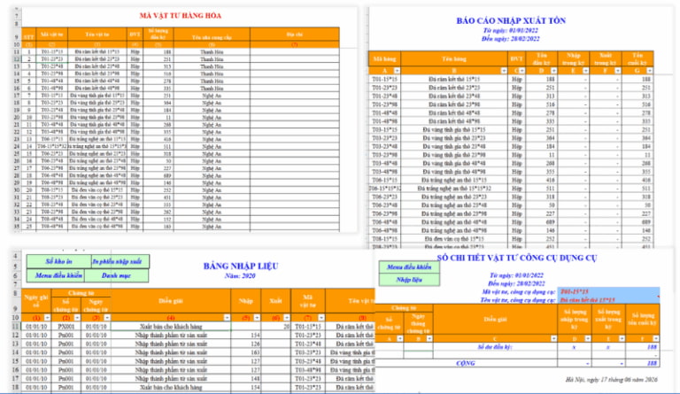 Mẫu Excel quản lý xuất, nhập kho