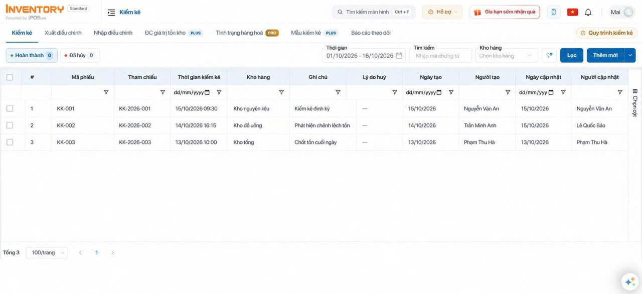 Phần mềm quản lý kho của iPOS