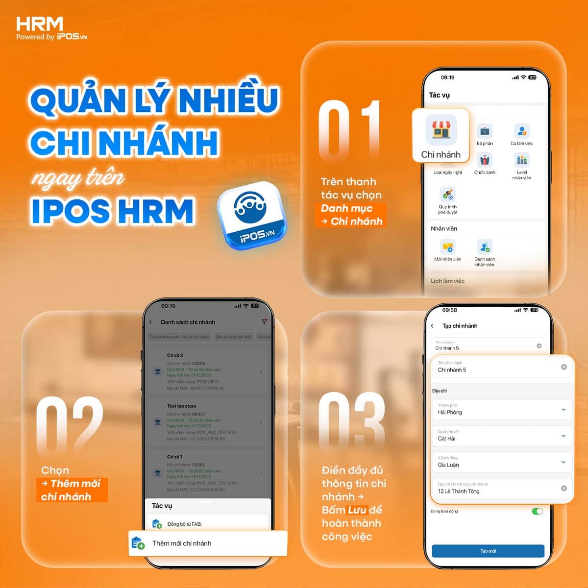 Quản lý nhiều chi nhánh dễ dàng